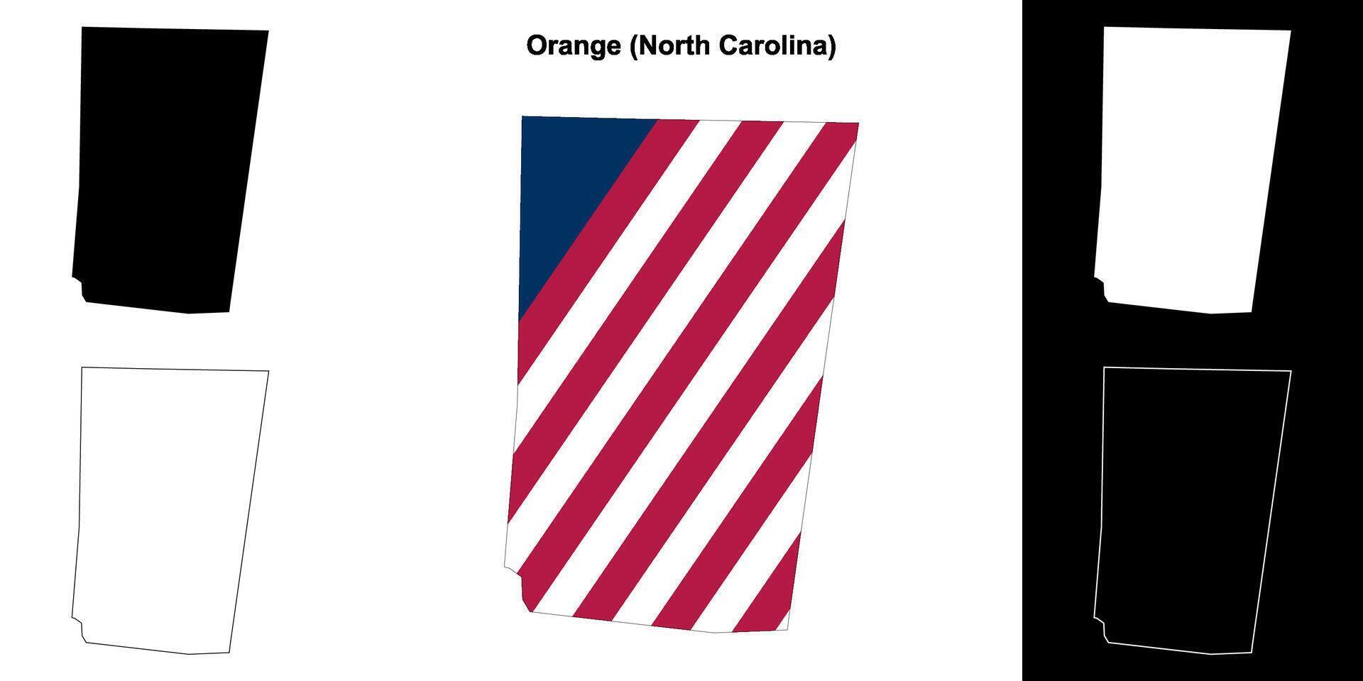Orange County, North Carolina outline map set vector