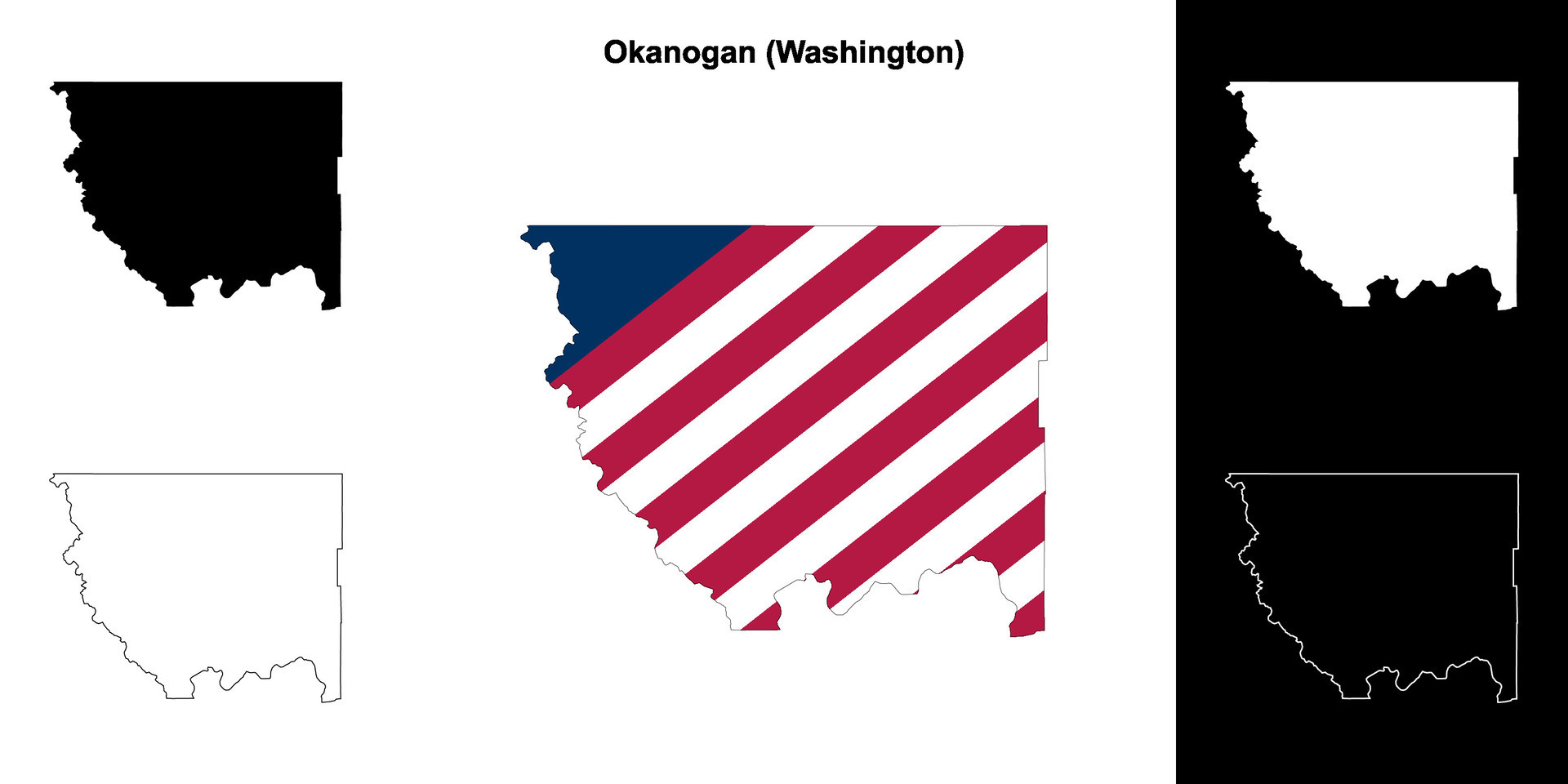 Okanogan County, Washington outline map set 43577617 Vector Art at Vecteezy