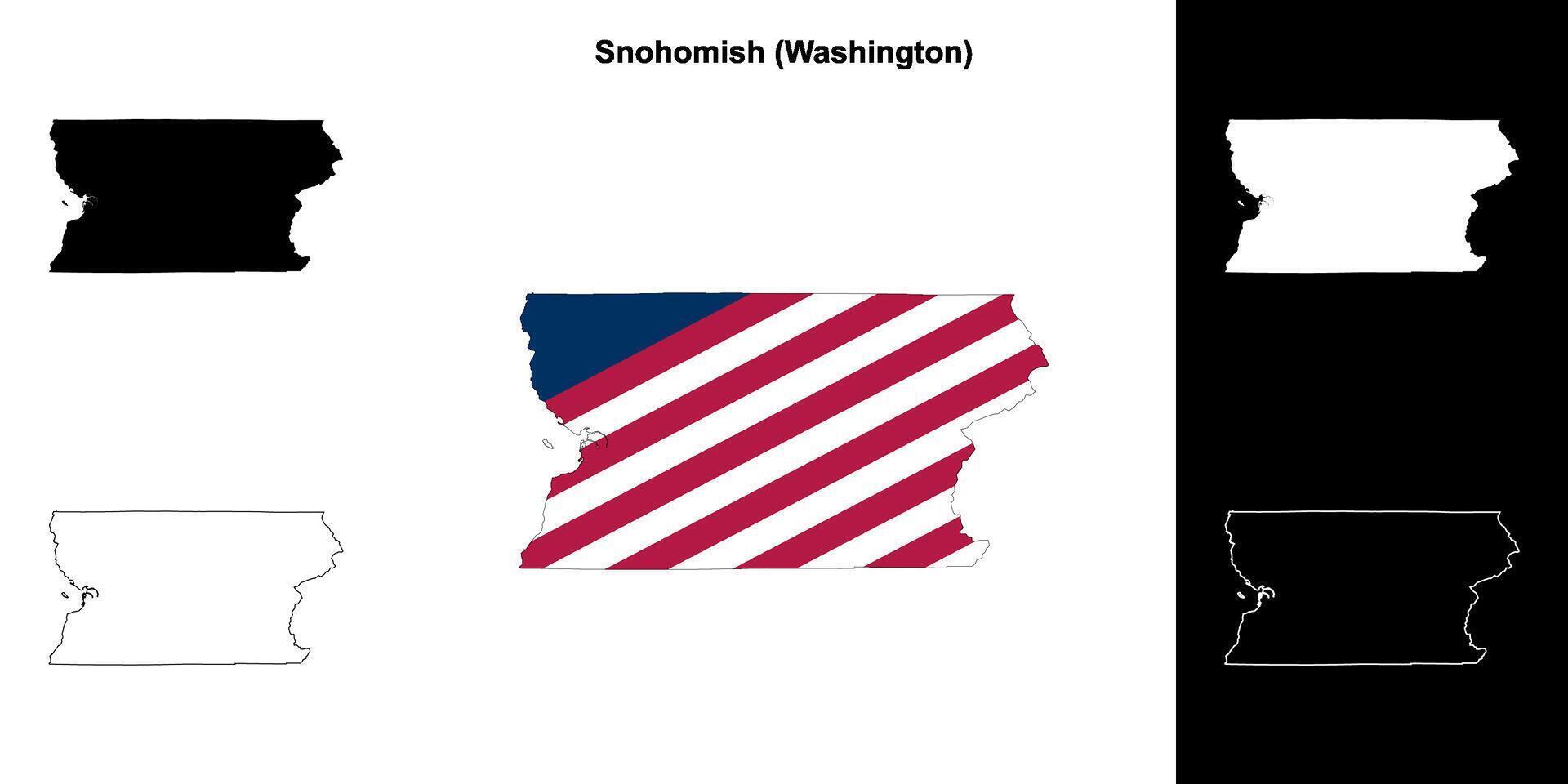 Snohomish County, Washington outline map set vector