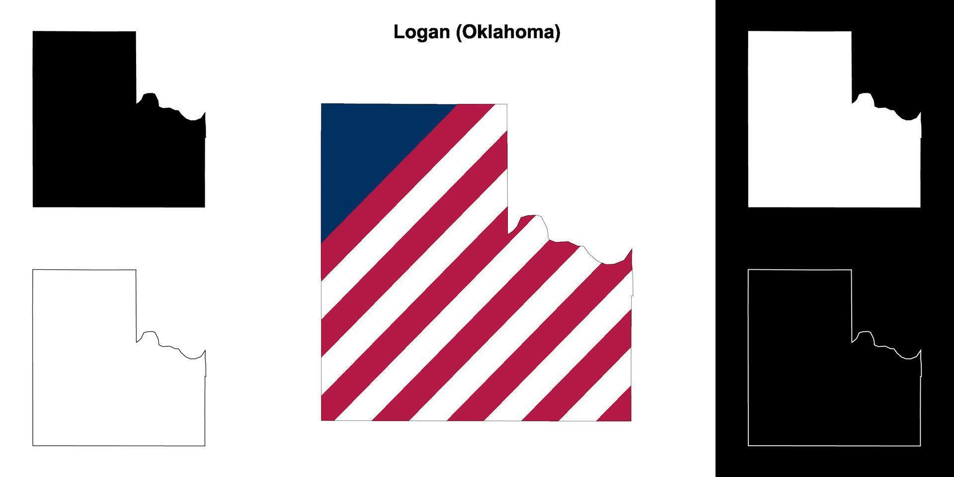 Logan County, Oklahoma outline map set vector