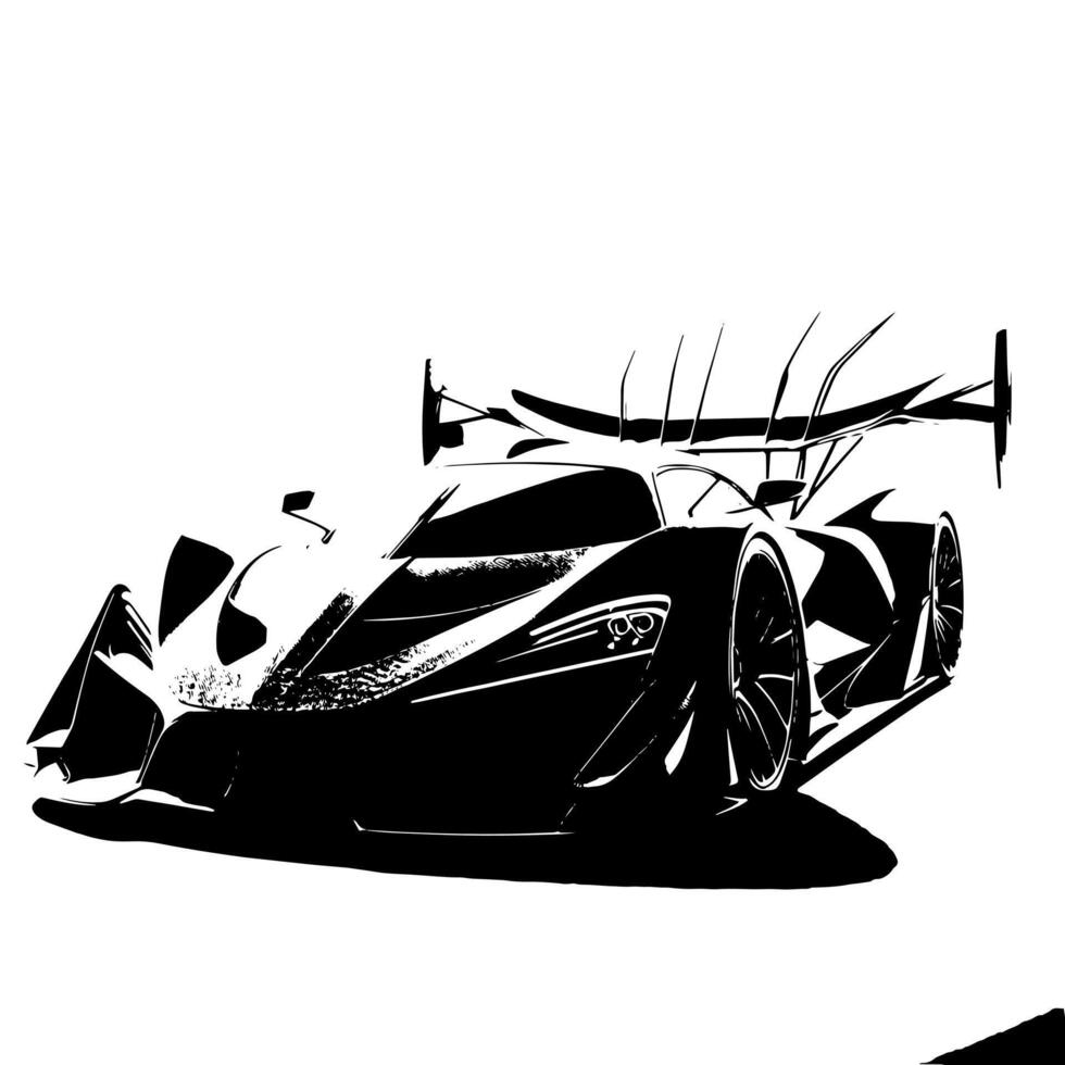 black and white illustration of a Hypercar Sports Car vector