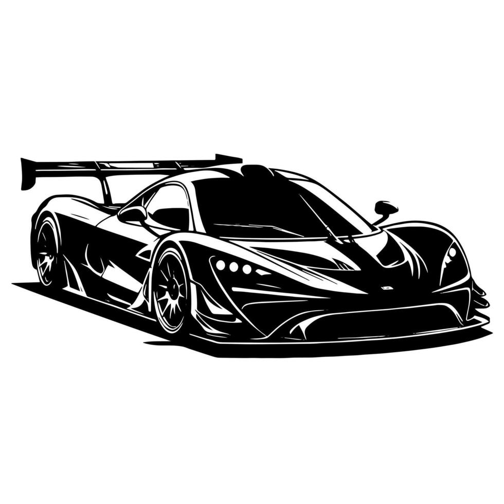 negro y blanco ilustración de un hipercar Deportes coche vector