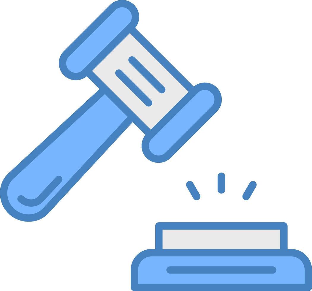 Hammer Line Filled Blue Icon vector