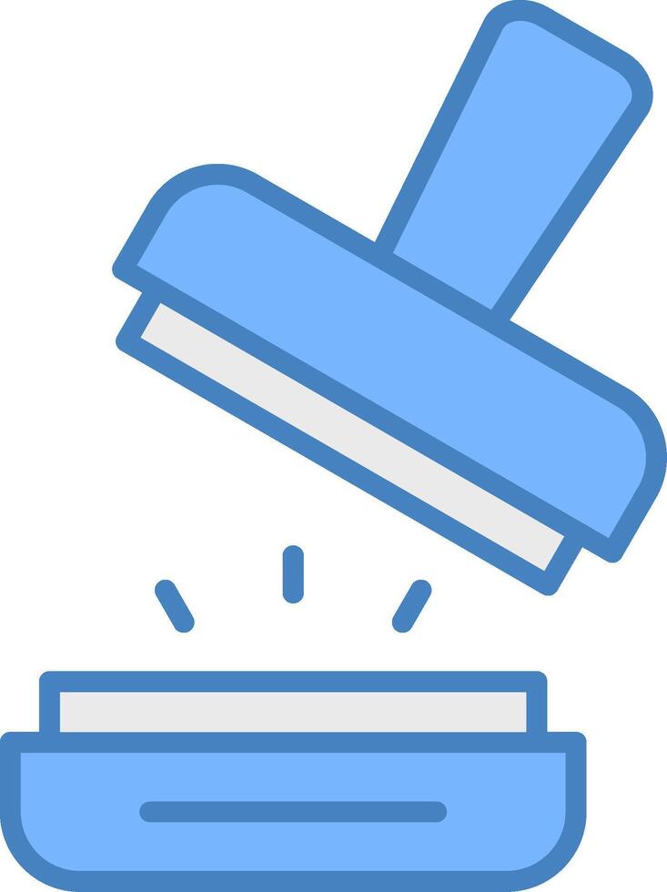 Stamp Line Filled Blue Icon vector