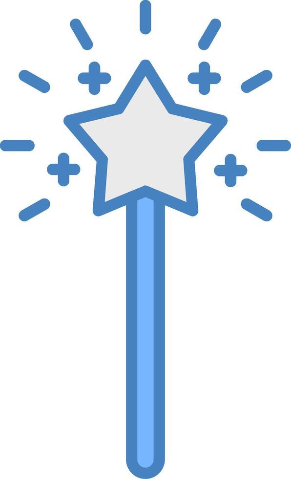Magic Wand Line Filled Blue Icon vector