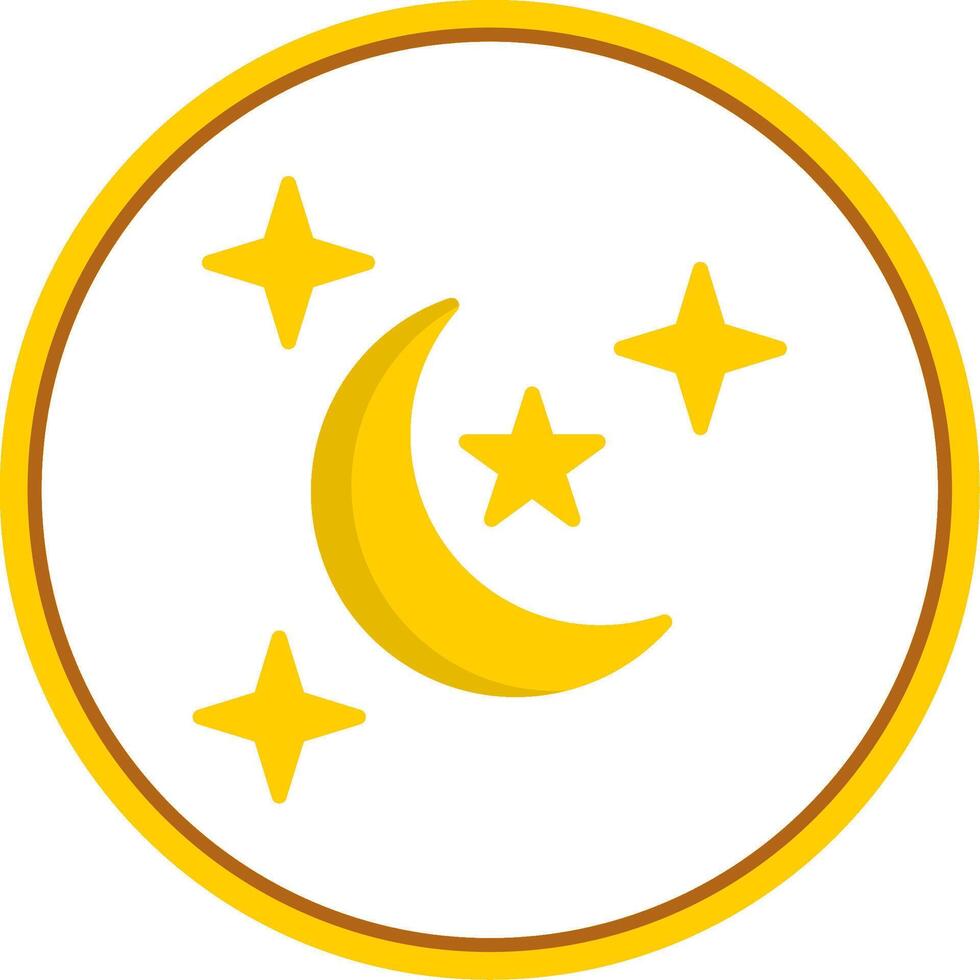 Night Flat Circle Icon vector