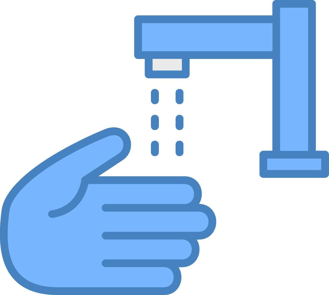 Hand Wash Line Filled Blue Icon vector