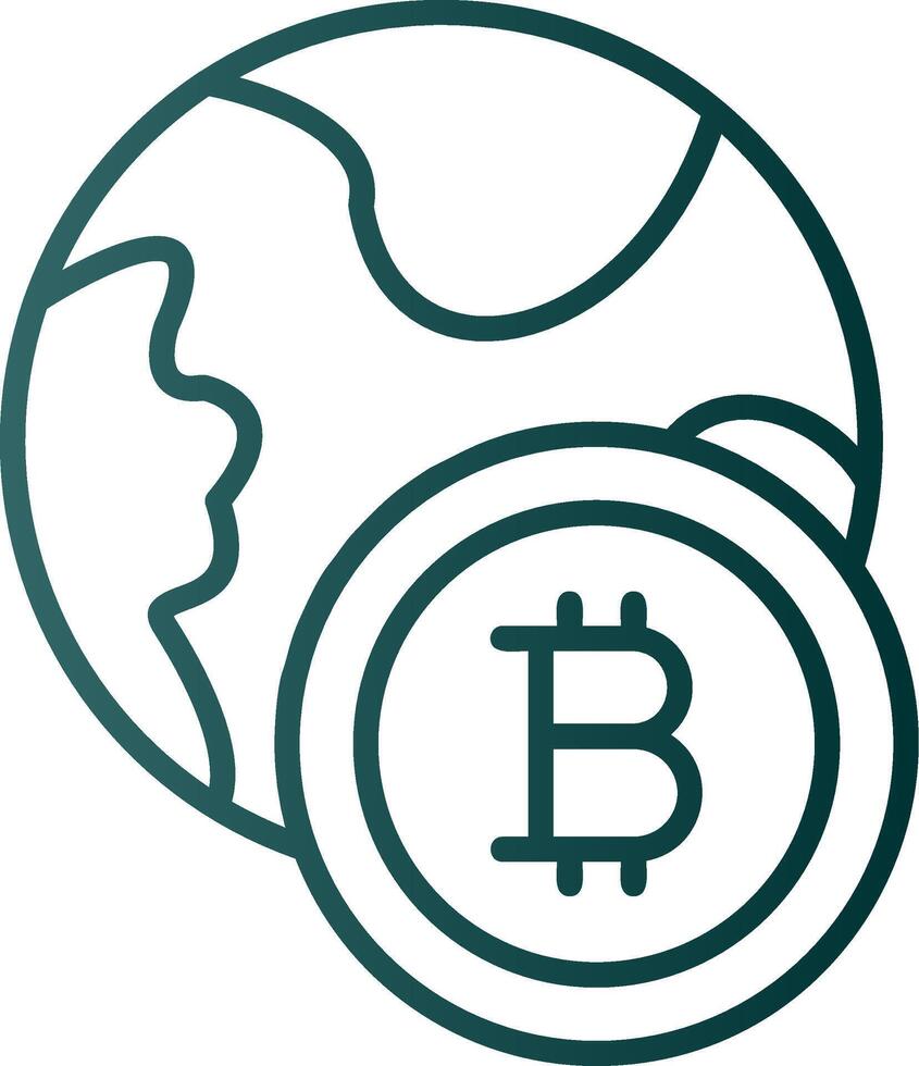Bitcoin World Line Gradient Icon vector
