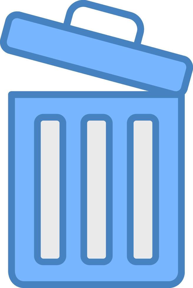 Trash Line Filled Blue Icon vector