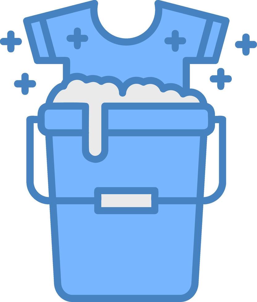 Bucket Line Filled Blue Icon vector