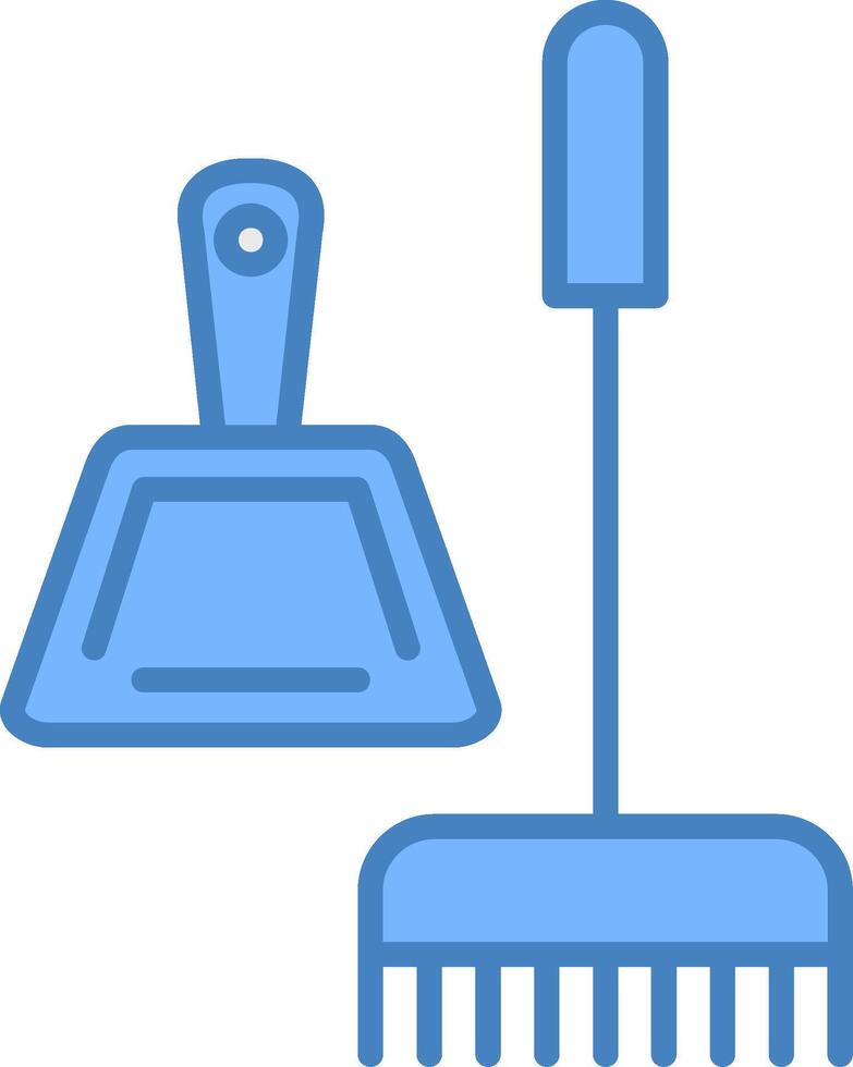 Broom Line Filled Blue Icon vector