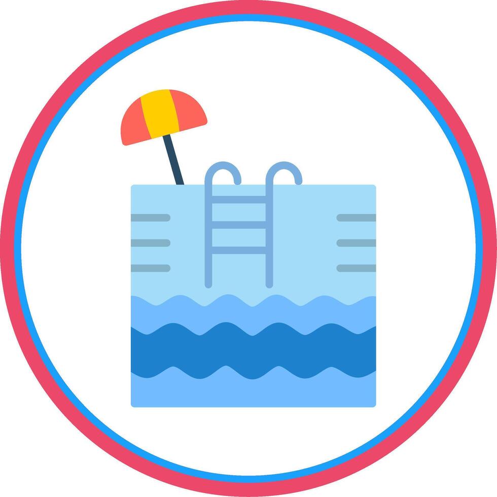 Swimming Pool Flat Circle Icon vector