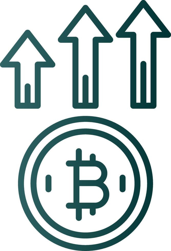 Bitcoin Up Line Gradient Icon vector