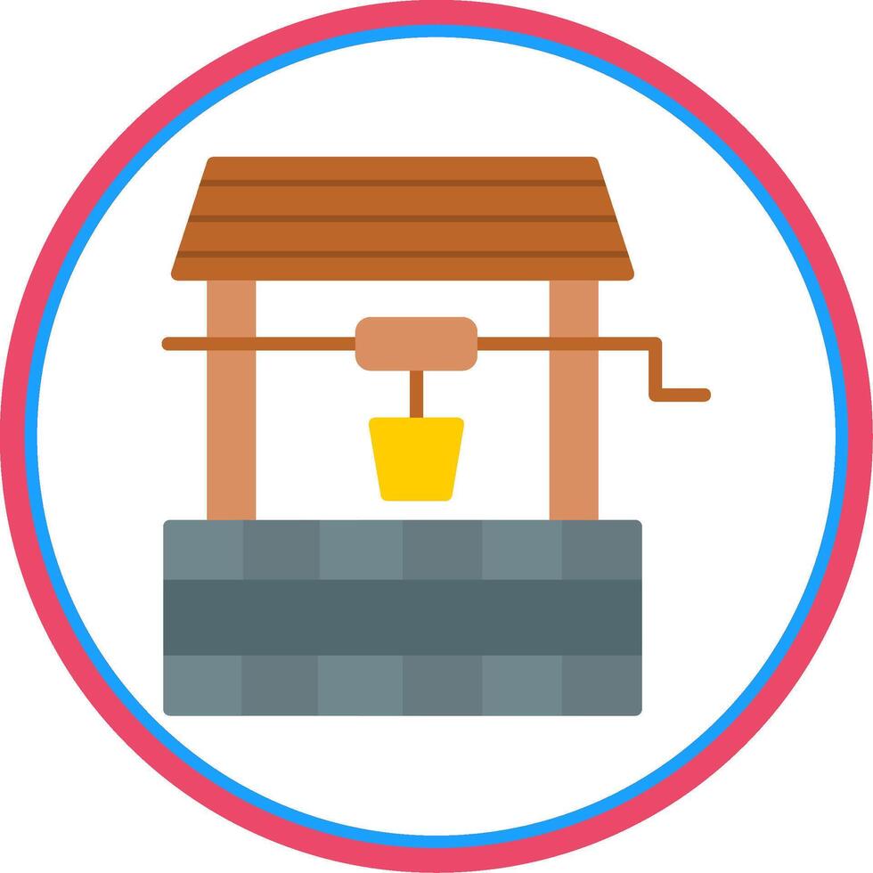 Water Well Flat Circle Icon vector