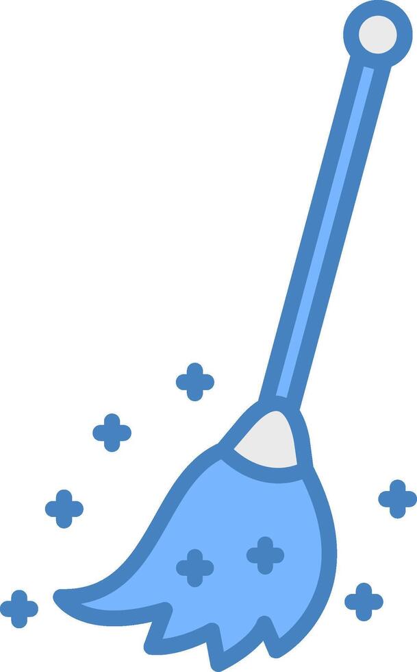 Broom Line Filled Blue Icon vector