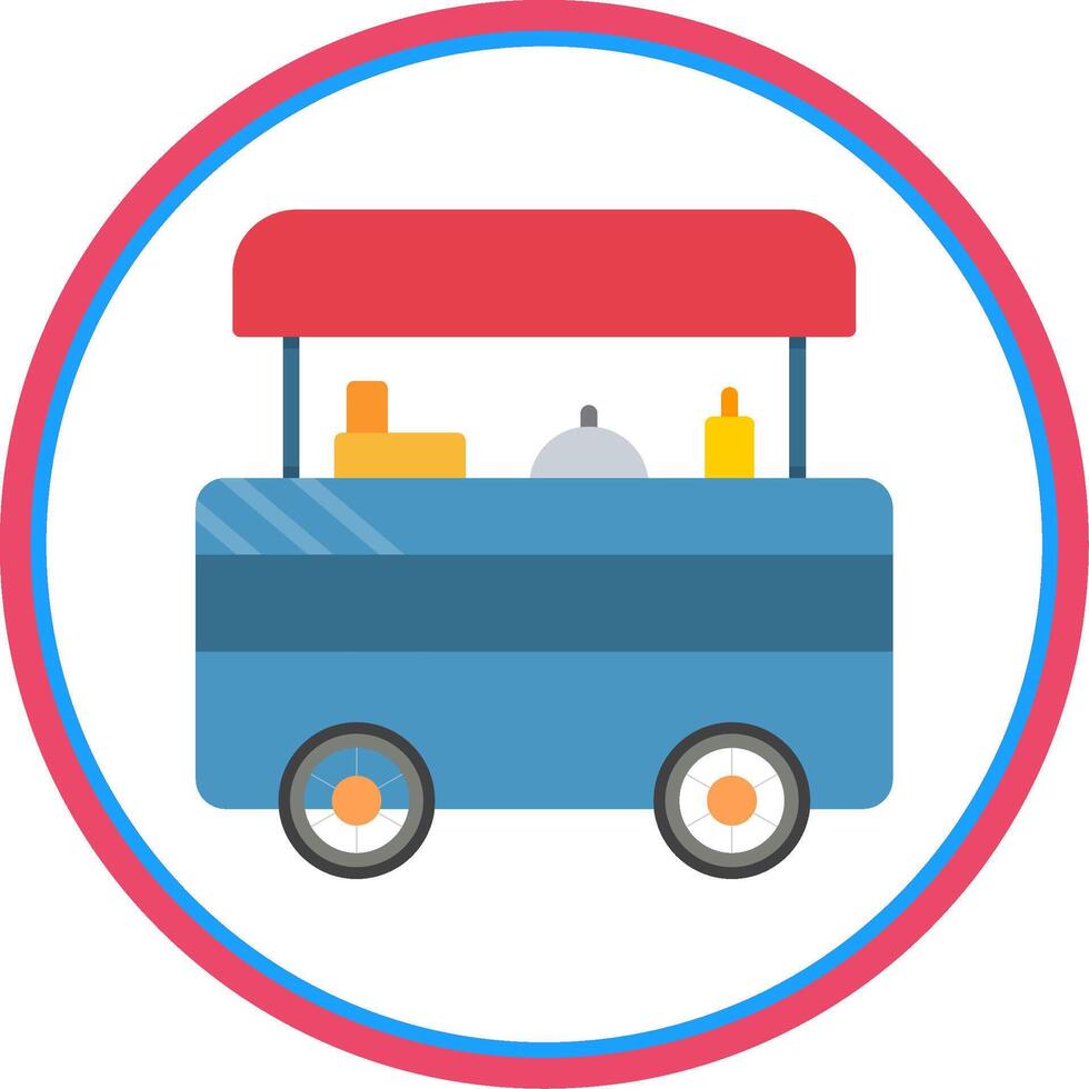 Food Cart Flat Circle Icon vector