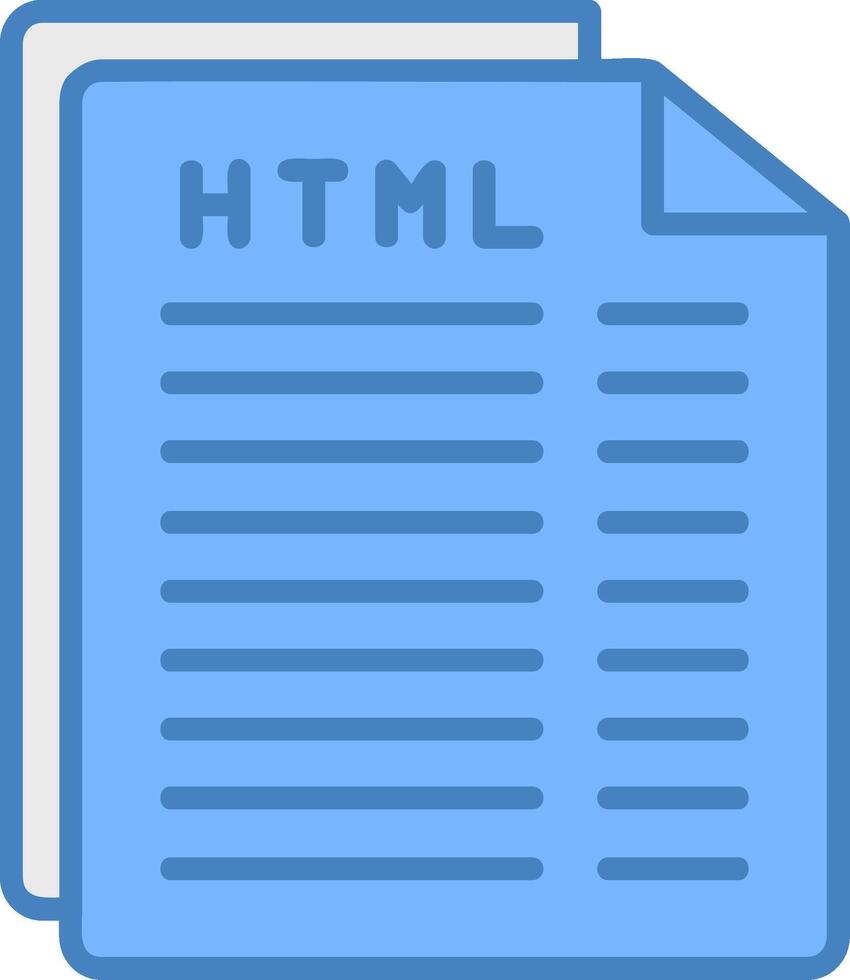 Html File Line Filled Blue Icon vector