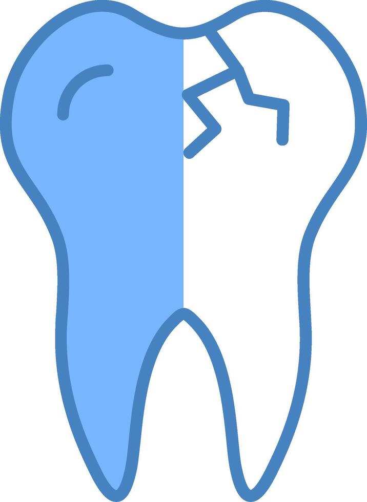 Broken Tooth Line Filled Blue Icon vector