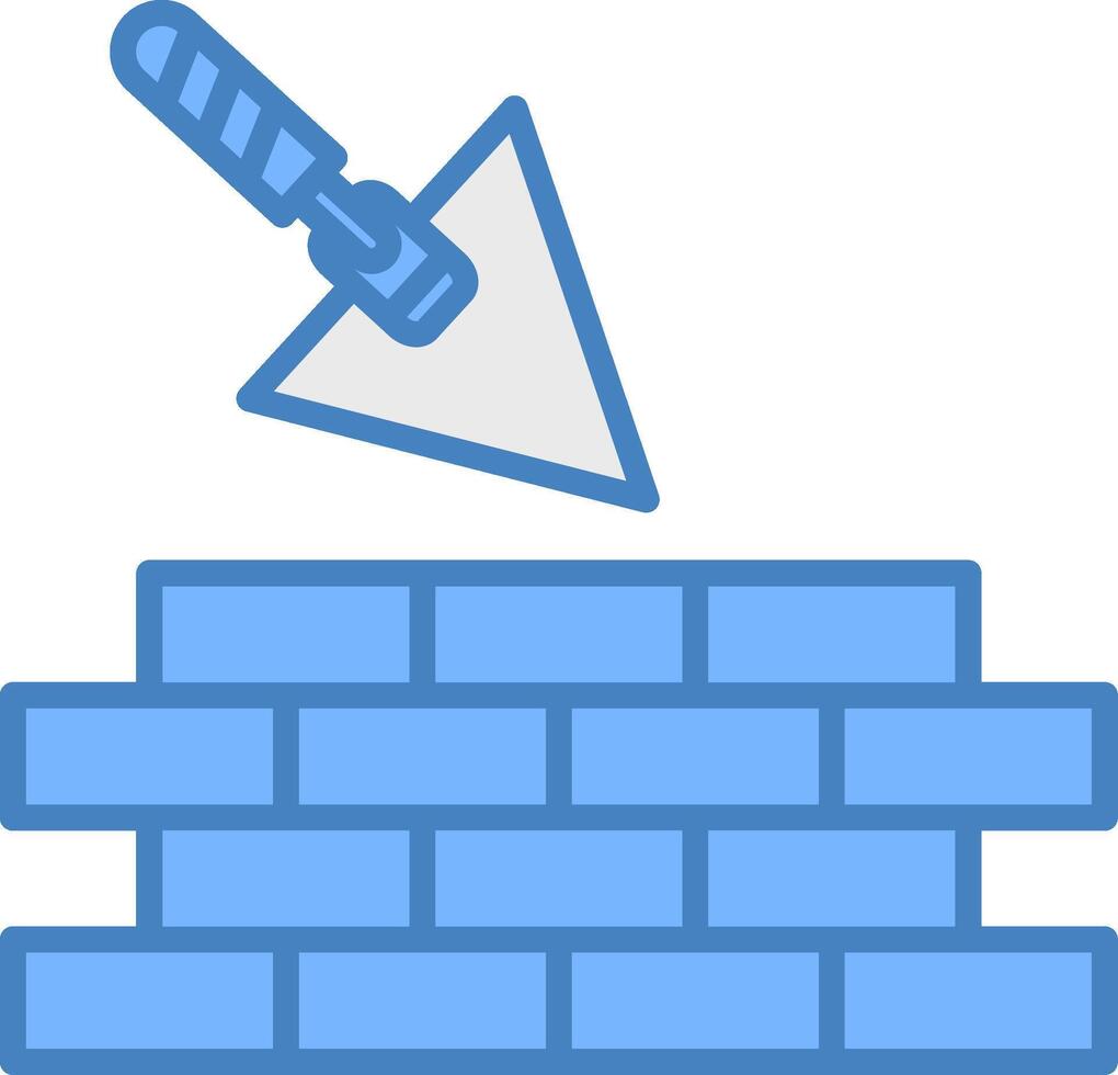Brickwork Line Filled Blue Icon vector