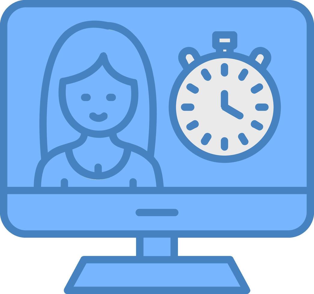 Timer Line Filled Blue Icon vector