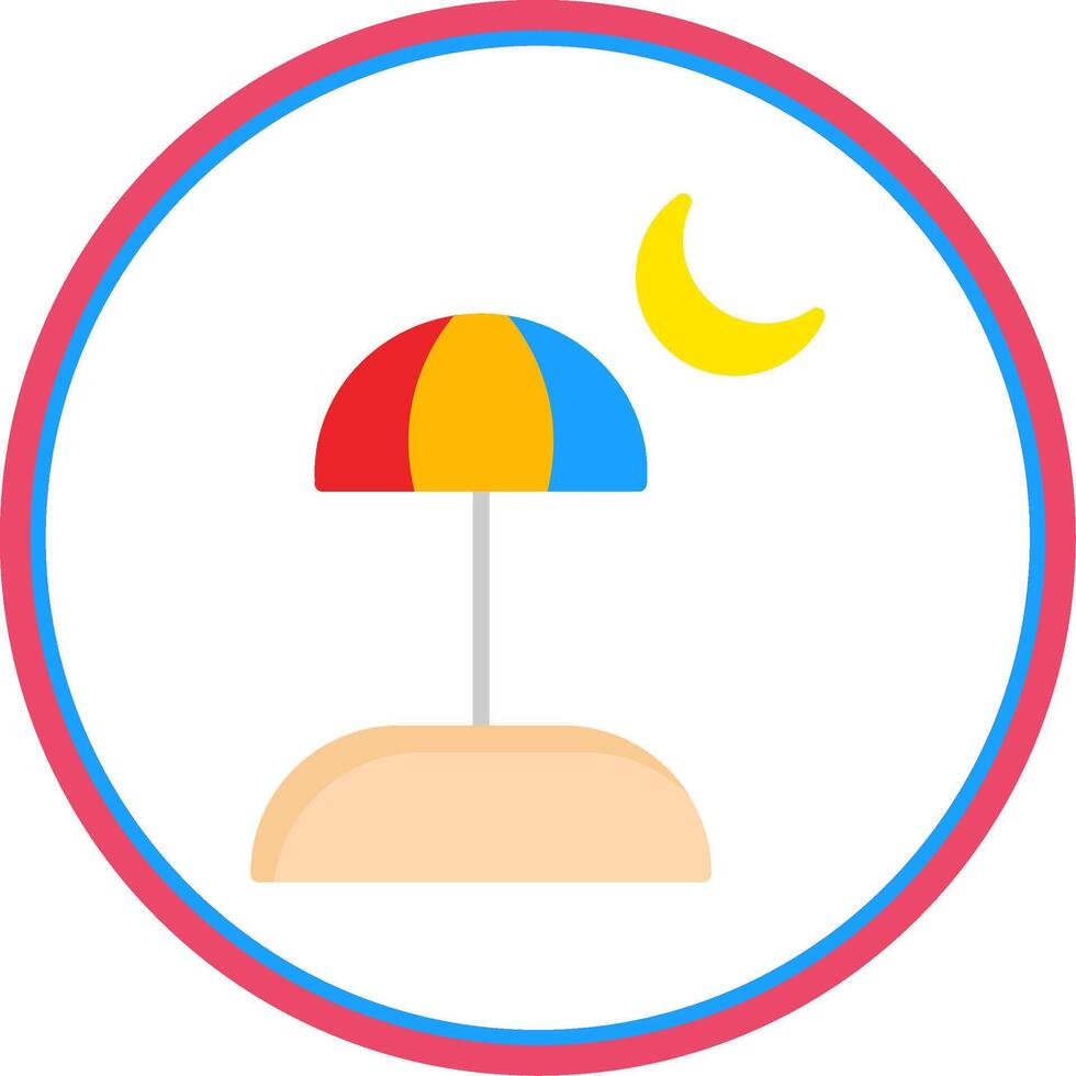 Beach Flat Circle Icon vector