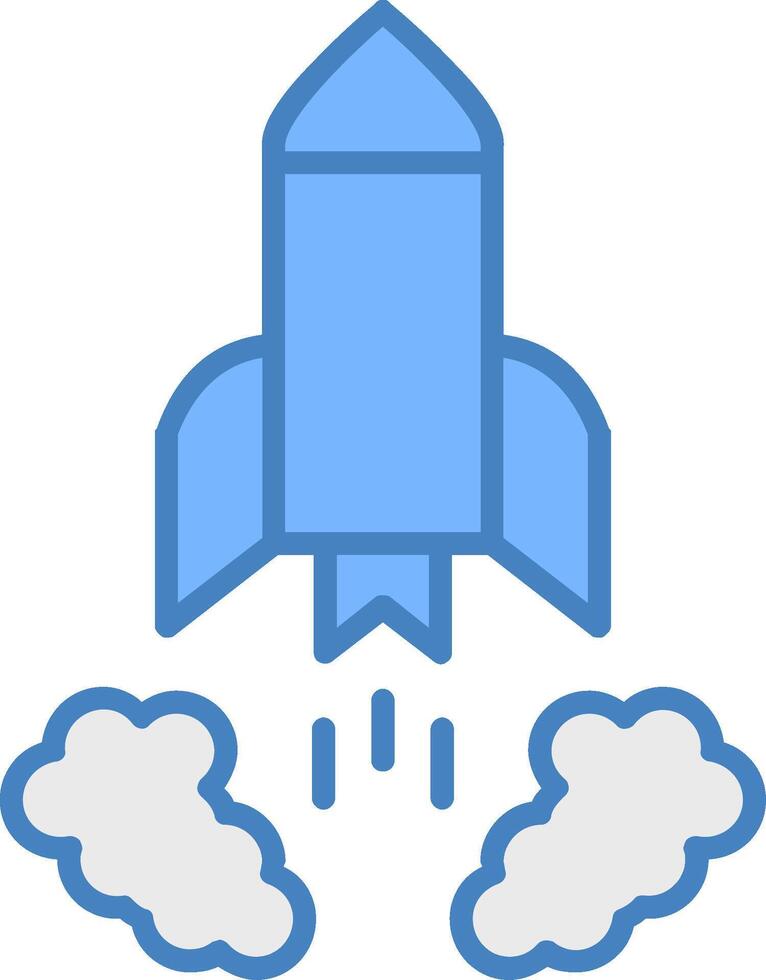Rocket Launch Line Filled Blue Icon vector