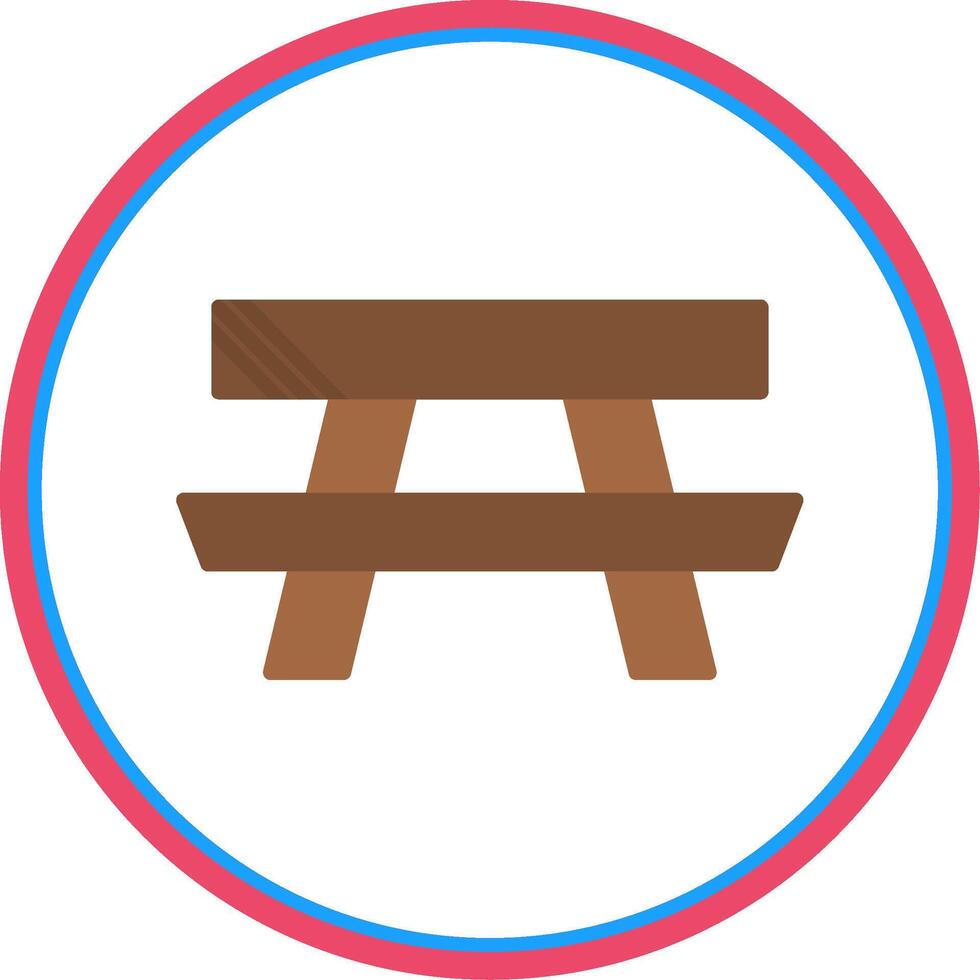 Picnic Table Flat Circle Icon vector