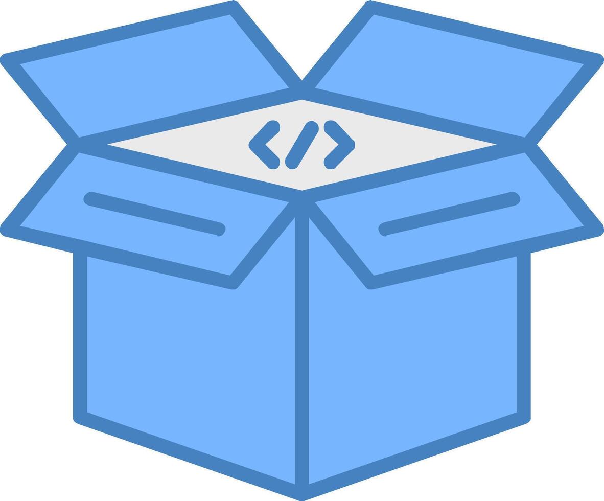 Open Box Line Filled Blue Icon vector