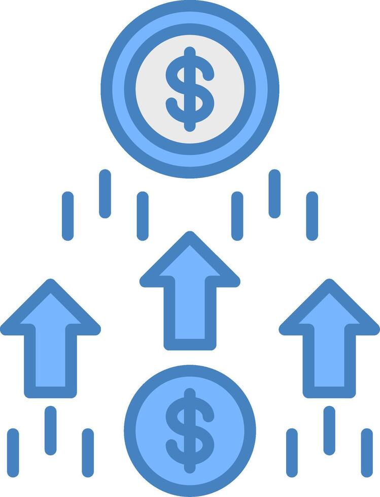 Money Growth Line Filled Blue Icon vector