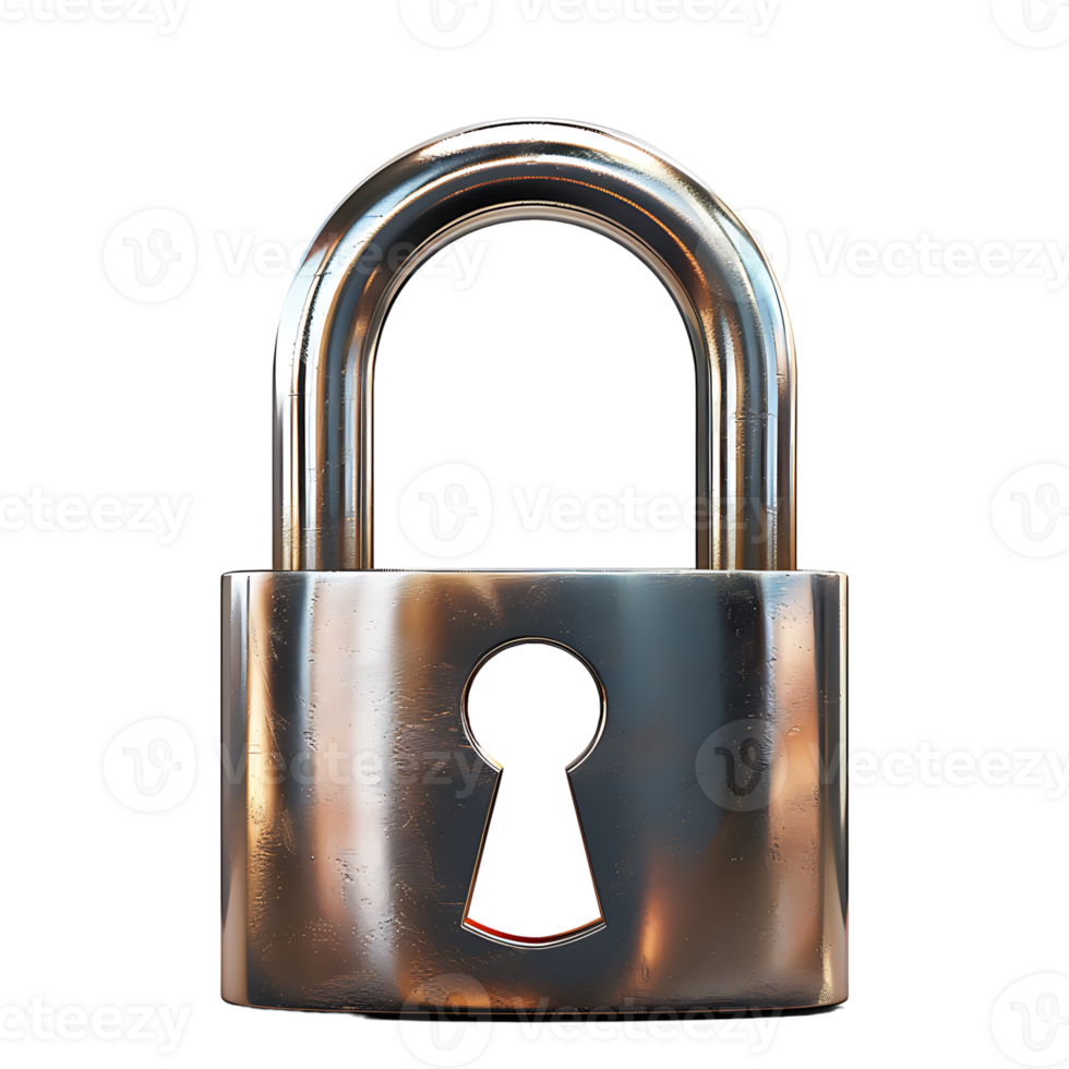 3d padlock on isolated transparent background png