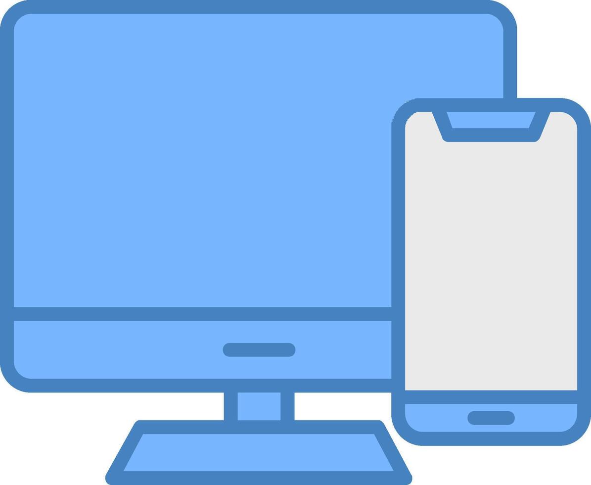 Responsive Devices Line Filled Blue Icon vector