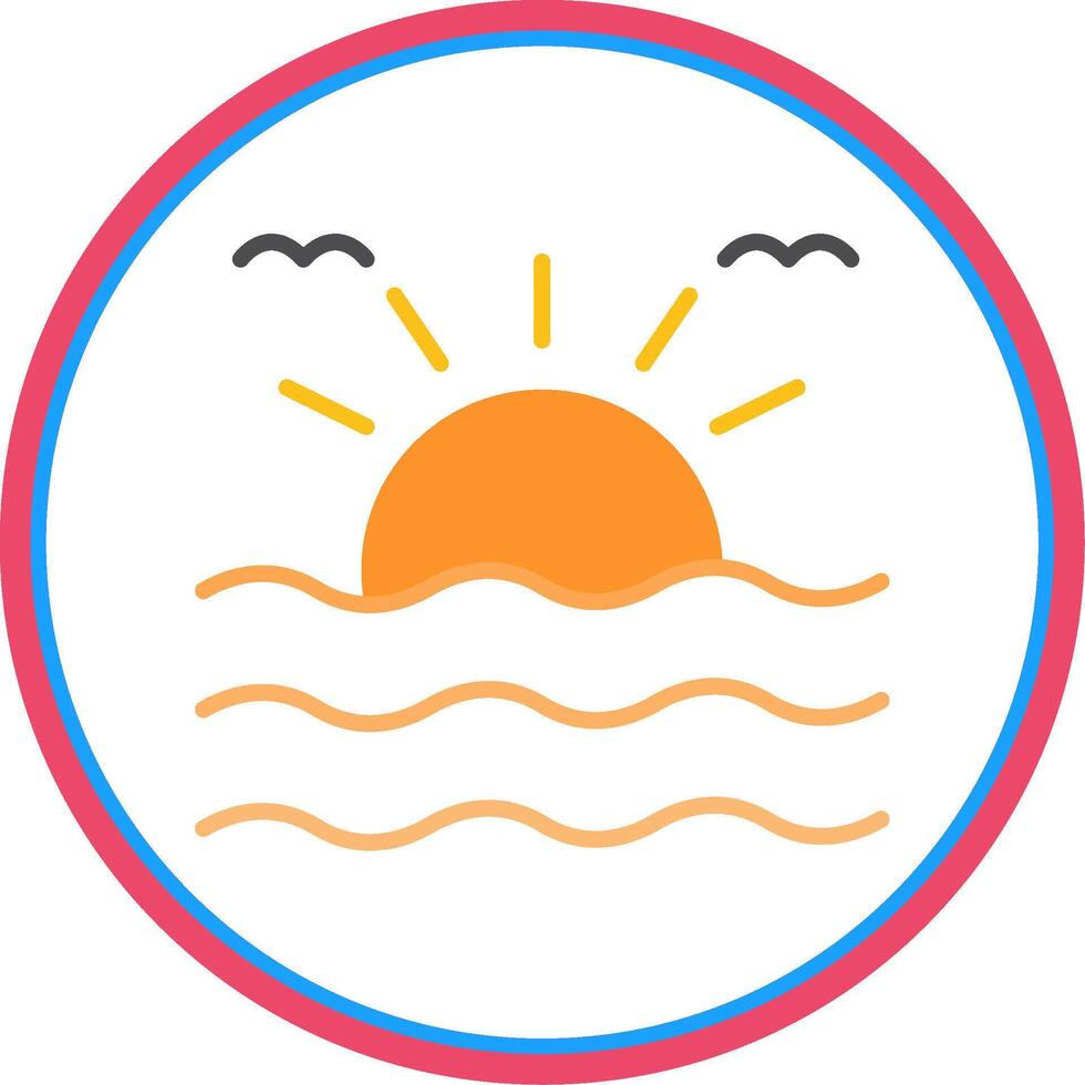 Sunrise Flat Circle Icon vector