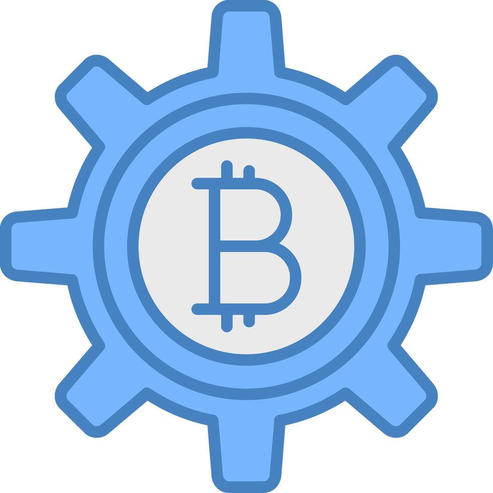 Bitcoin Management Line Filled Blue Icon vector