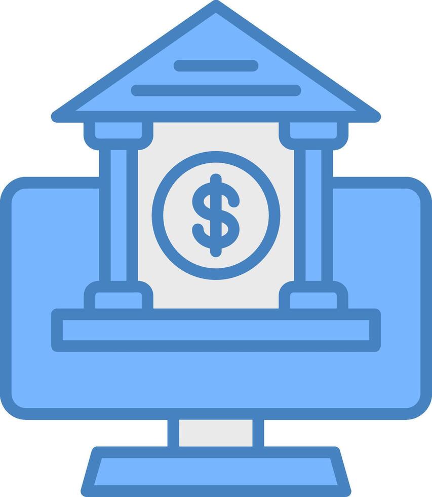 OnLine Filled Blue Banking Line Filled Blue Icon vector