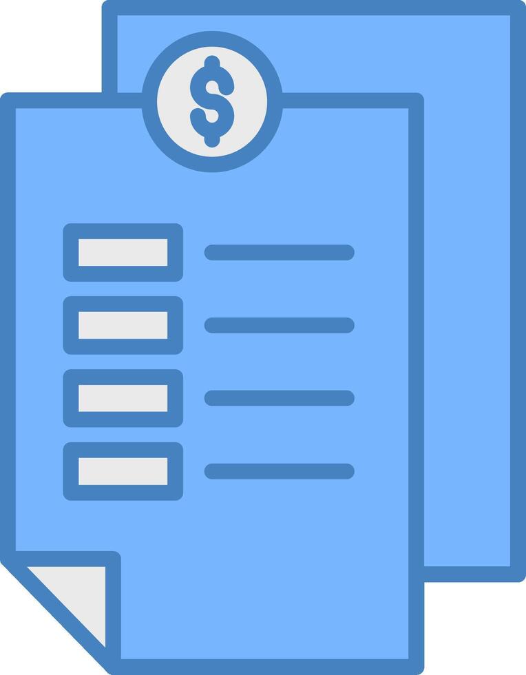 Invoice Line Filled Blue Icon vector