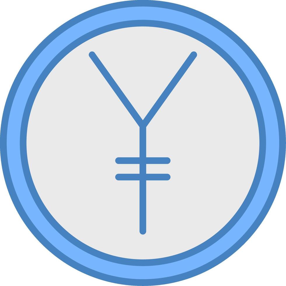 Yen Line Filled Blue Icon vector