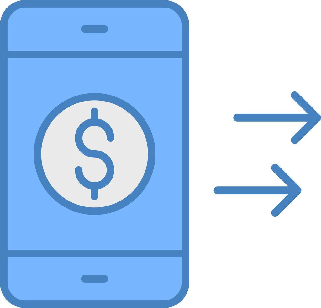 Transfer Money Line Filled Blue Icon vector