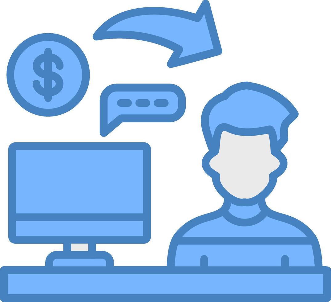Accountant Line Filled Blue Icon vector