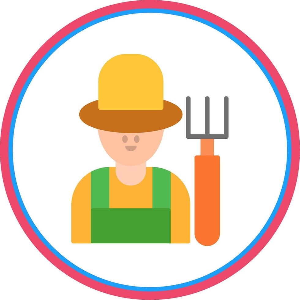 Farmer Flat Circle Icon vector