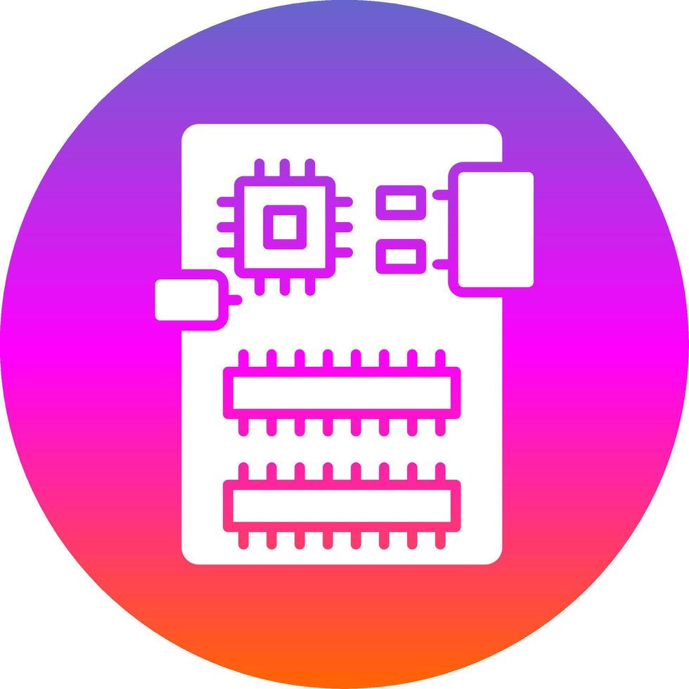 Circuit Board Glyph Gradient Circle Icon Design vector