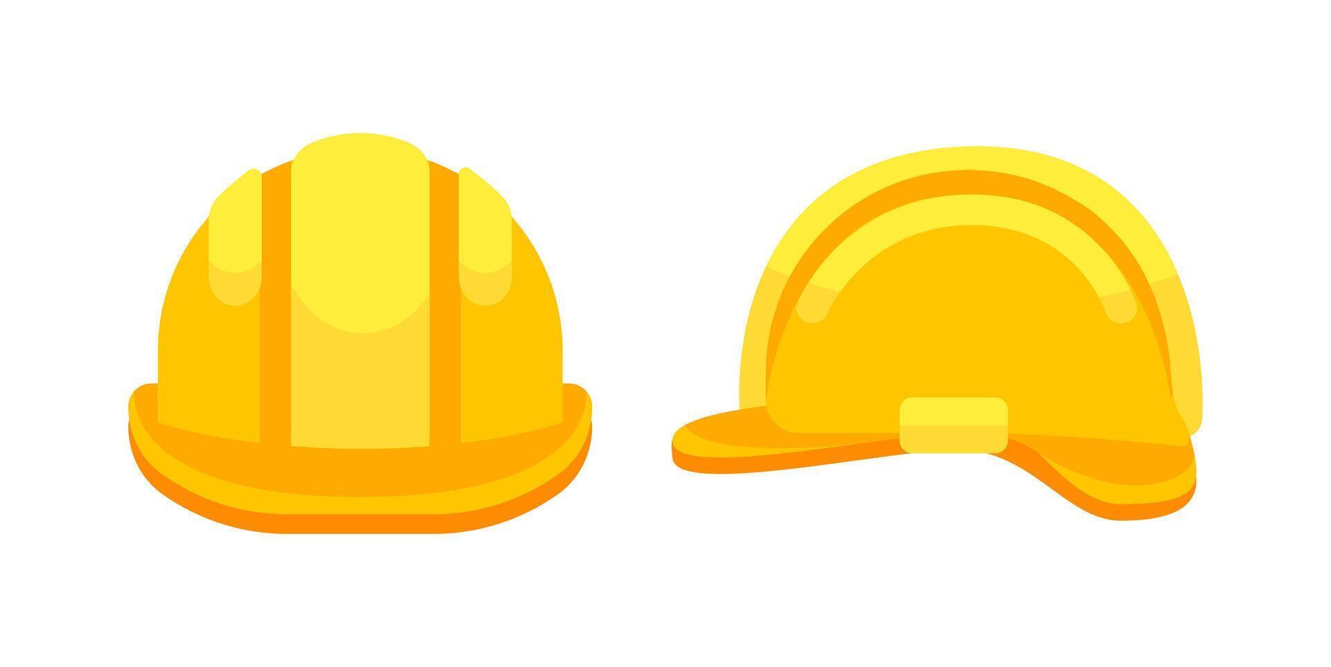 Safety yellow construction helmet. Plastic headwear for worker safety. vector