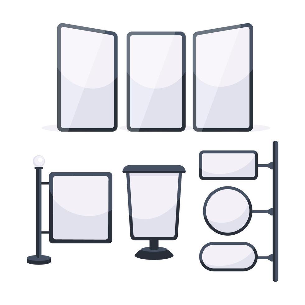 Set of Light boxes template. Billboards collection. Commercial announcement vector