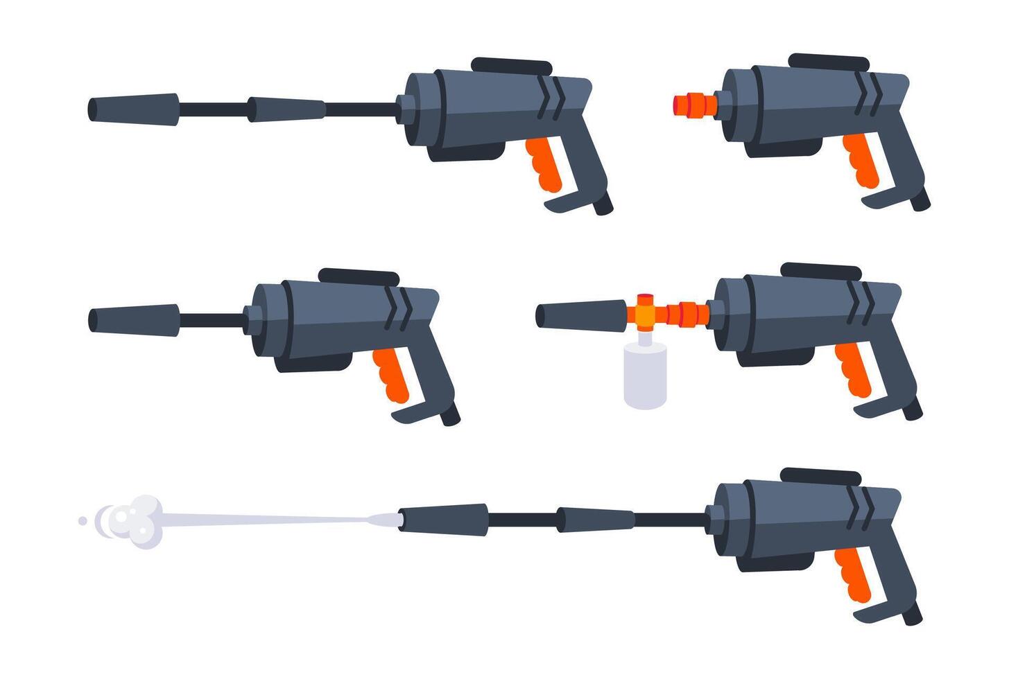 Pressure washing gun. Jet Spray on white background vector