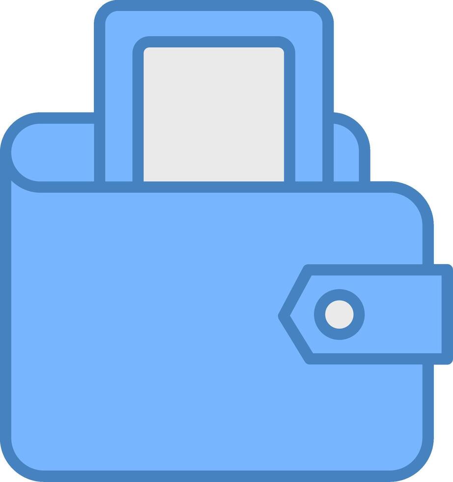 digital billetera línea lleno azul icono vector