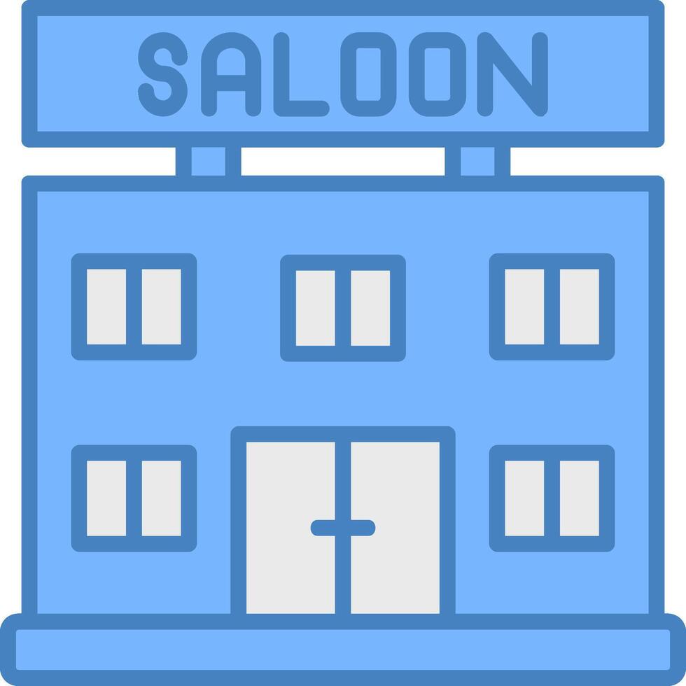 Saloon Line Filled Blue Icon vector
