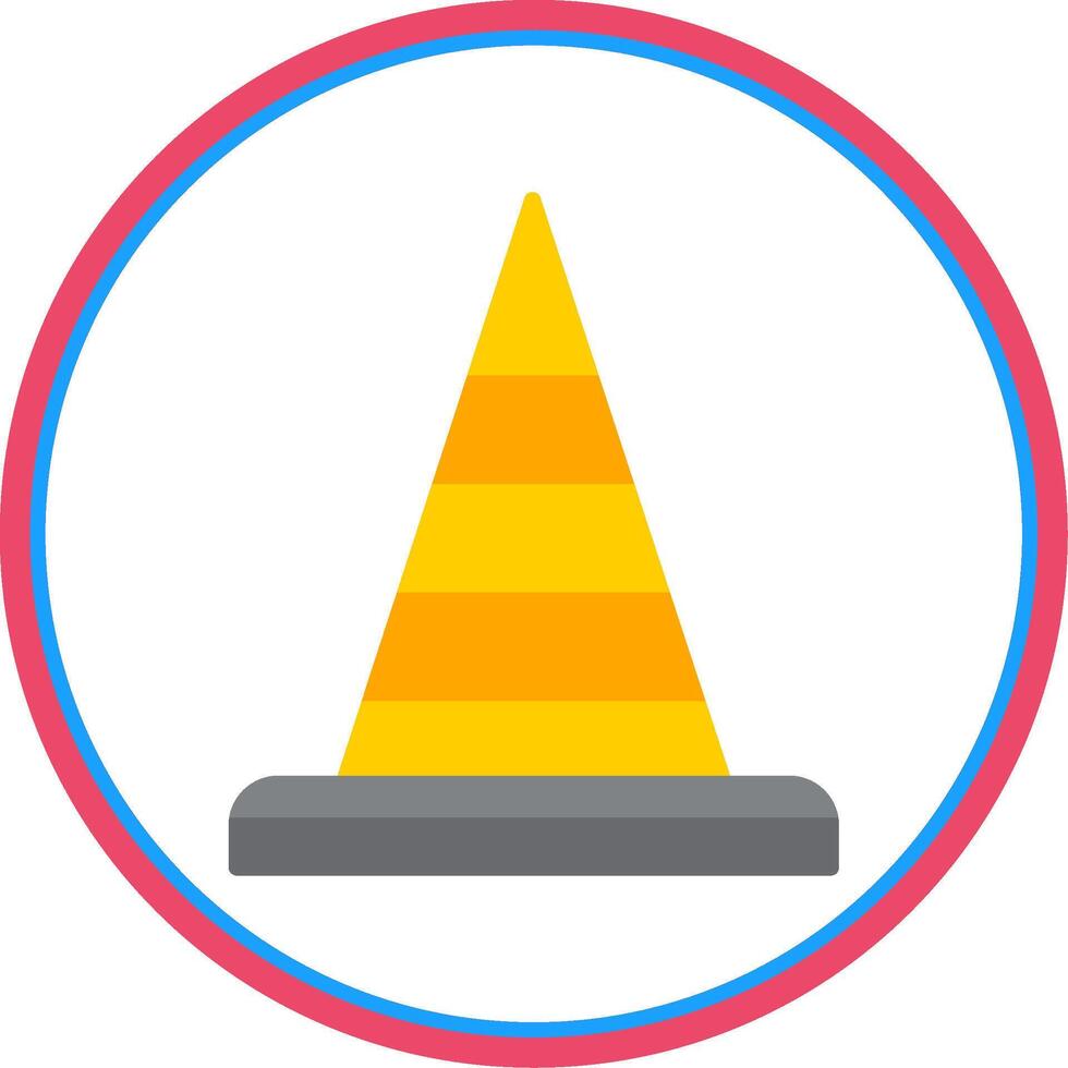 Traffic Cone Flat Circle Icon vector