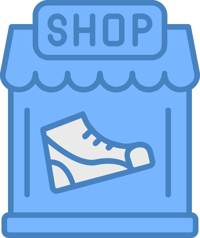 Shoe Shop Line Filled Blue Icon vector