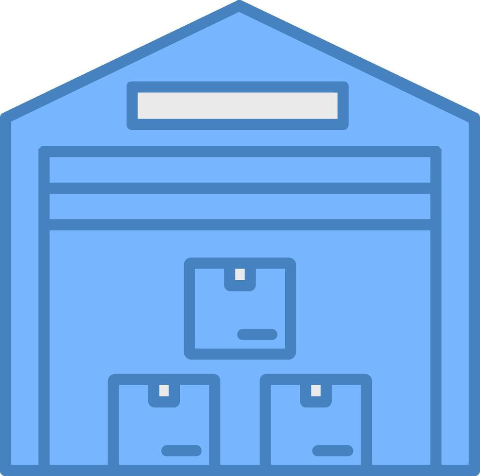 Warehouse Line Filled Blue Icon vector