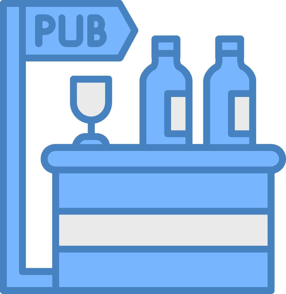 Pub Line Filled Blue Icon vector
