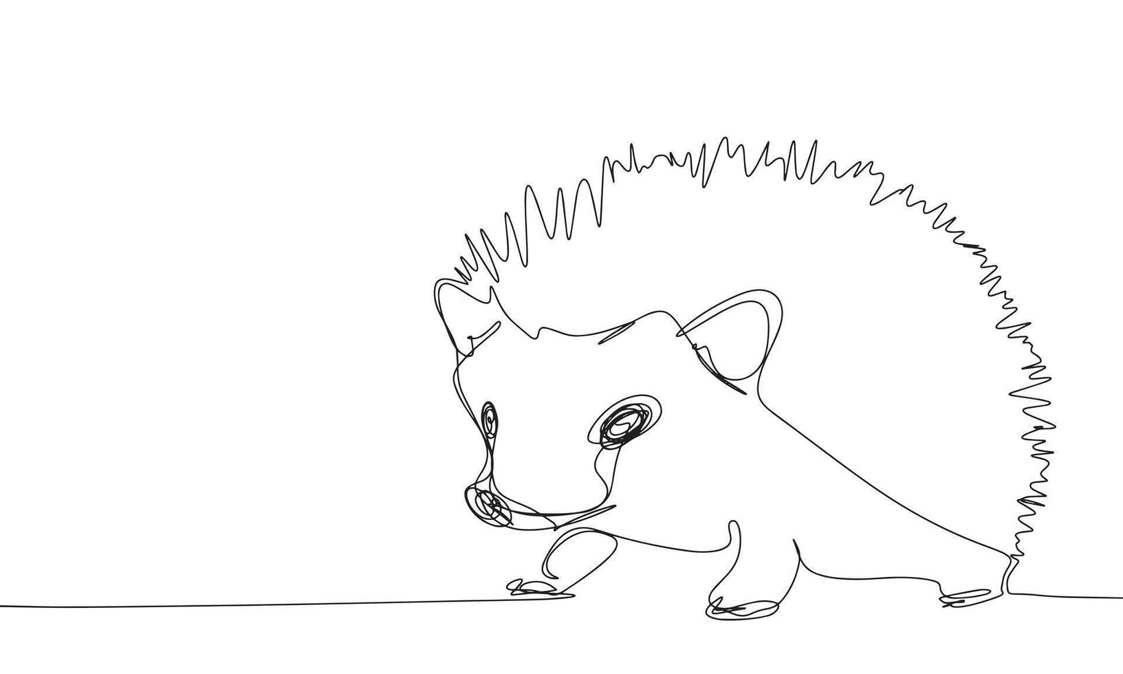 Hedgehog one line continuous. Line art Hedgehog. Hand drawn art. vector